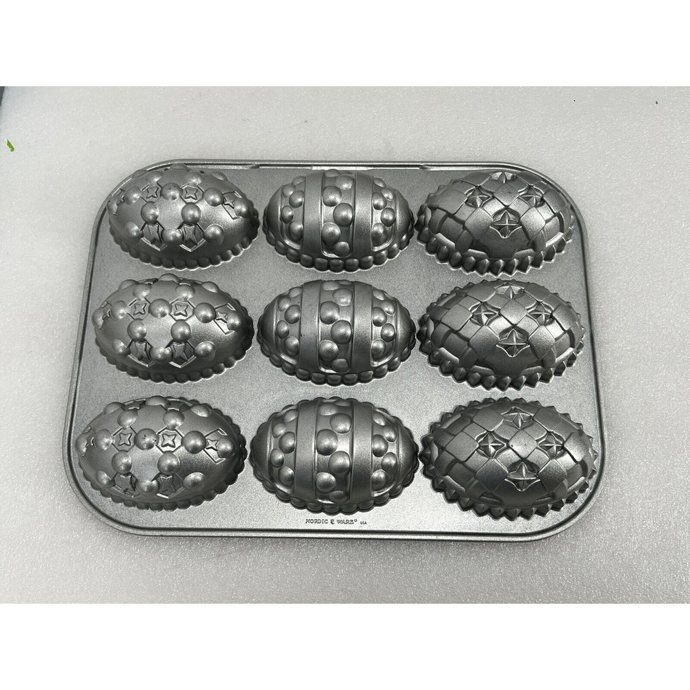 Nordic Ware Easter Egg Baking Mold 9 Muffin Mini Cake Cast Aluminum Pan USA